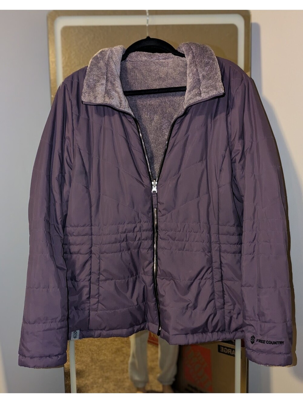 Women's Purple Quilted Jacket with Fleece Lining and Full Zip